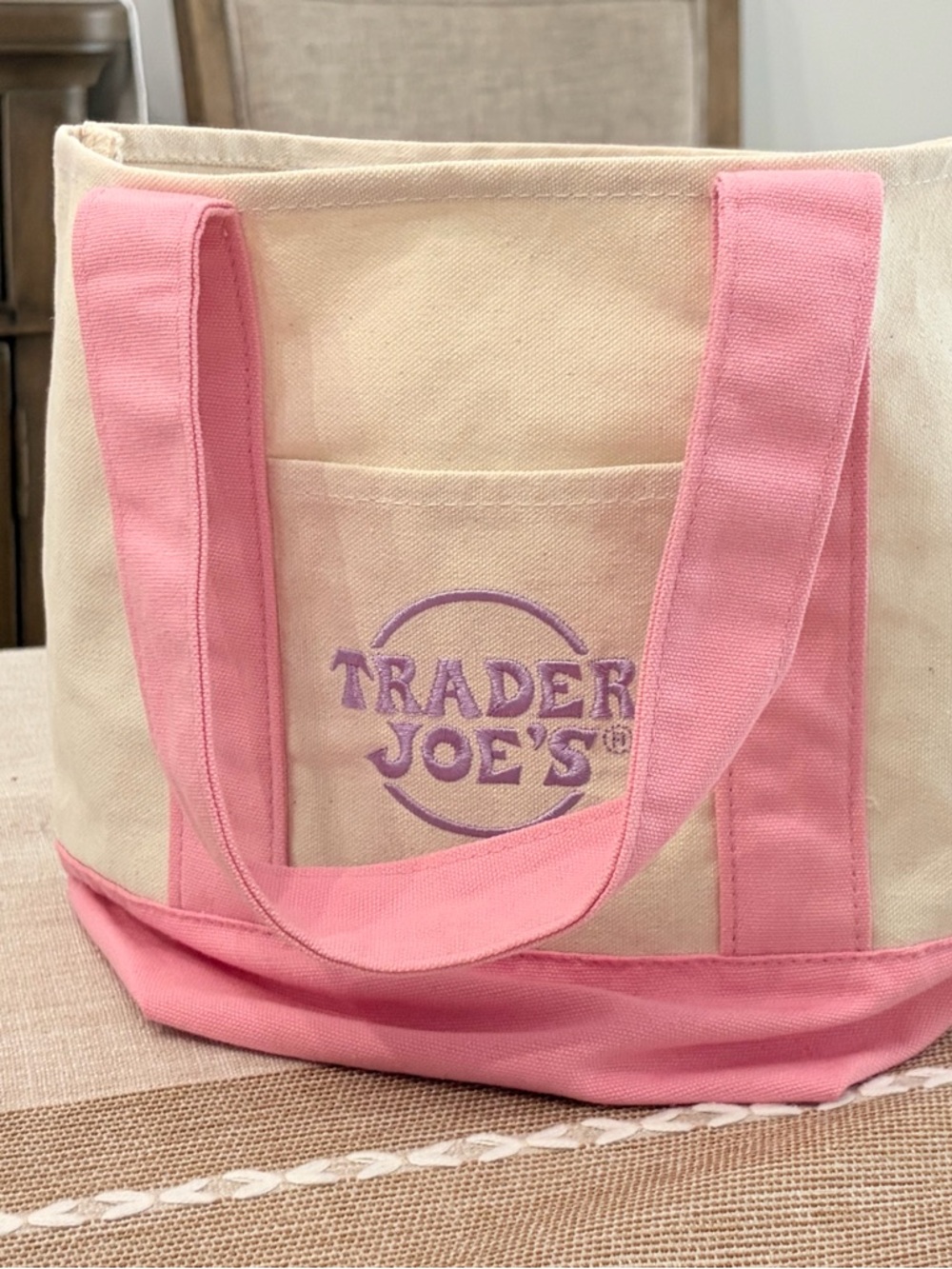 Trader Joe’s mini pink Canvas Tote Bag